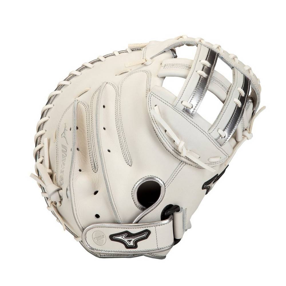 Mizuno Women's MVP Prime SE Fastpitch Softball Catcher’s Mitt 34" White/Silver (312877-YZG)